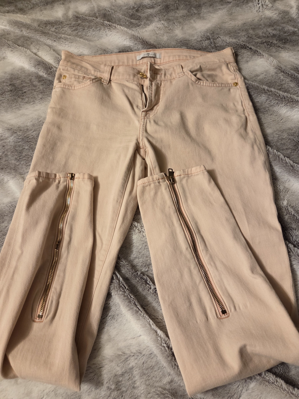 7 Forallmankind Pink Blush Zipper Ankle Slim JEANS
